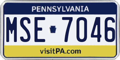 PA license plate MSE7046