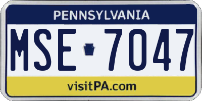PA license plate MSE7047