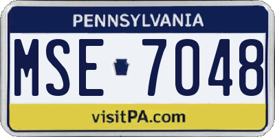PA license plate MSE7048