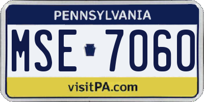 PA license plate MSE7060