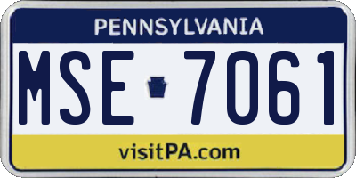 PA license plate MSE7061