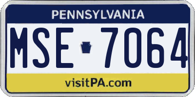 PA license plate MSE7064
