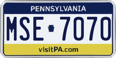 PA license plate MSE7070