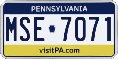 PA license plate MSE7071