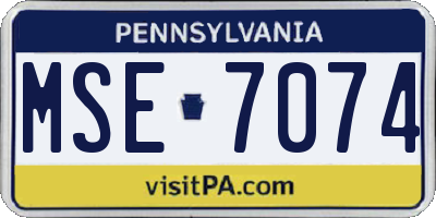 PA license plate MSE7074
