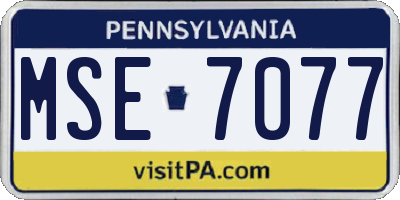 PA license plate MSE7077