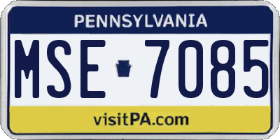 PA license plate MSE7085