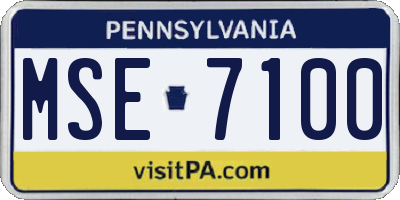 PA license plate MSE7100