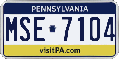 PA license plate MSE7104