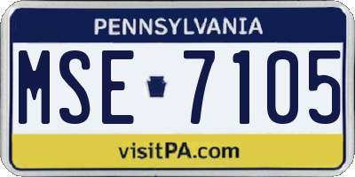 PA license plate MSE7105