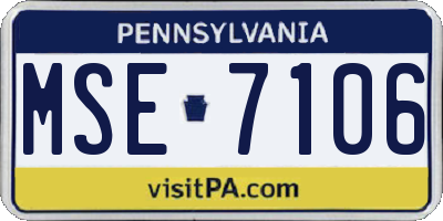 PA license plate MSE7106