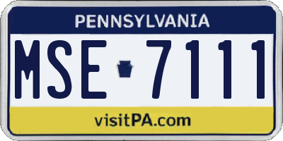 PA license plate MSE7111