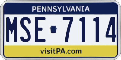 PA license plate MSE7114