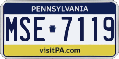 PA license plate MSE7119