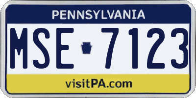 PA license plate MSE7123