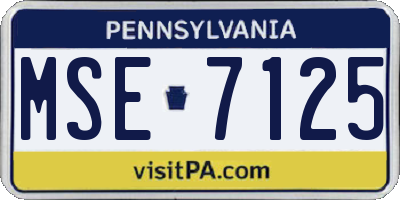PA license plate MSE7125