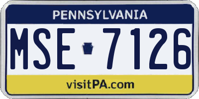 PA license plate MSE7126