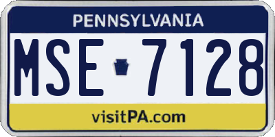 PA license plate MSE7128