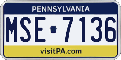 PA license plate MSE7136