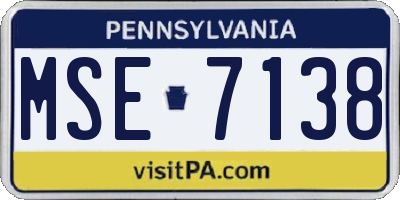 PA license plate MSE7138