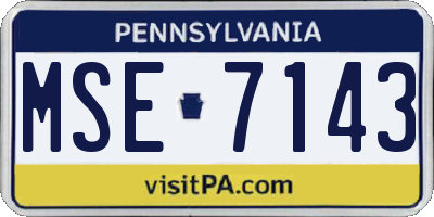 PA license plate MSE7143
