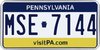 PA license plate MSE7144