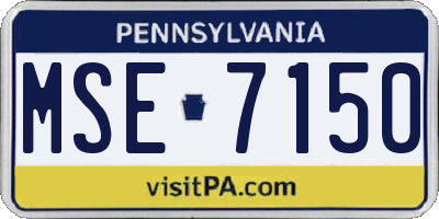 PA license plate MSE7150