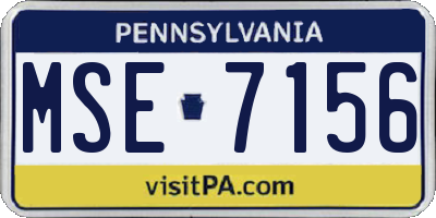 PA license plate MSE7156