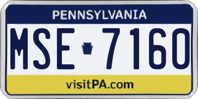 PA license plate MSE7160