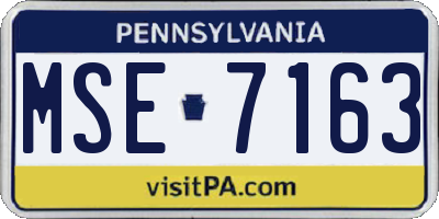 PA license plate MSE7163
