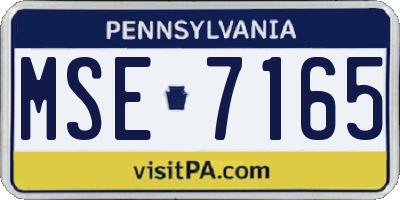 PA license plate MSE7165