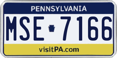 PA license plate MSE7166