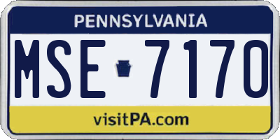 PA license plate MSE7170