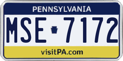 PA license plate MSE7172