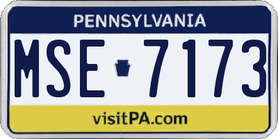 PA license plate MSE7173
