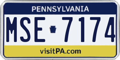 PA license plate MSE7174