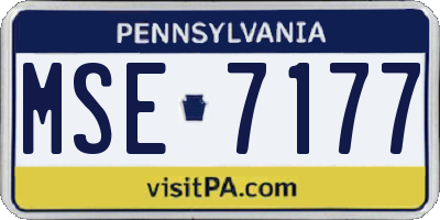 PA license plate MSE7177