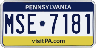 PA license plate MSE7181