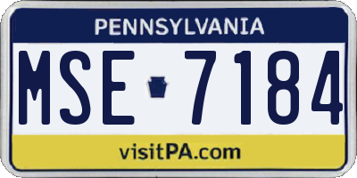 PA license plate MSE7184