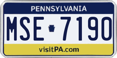 PA license plate MSE7190
