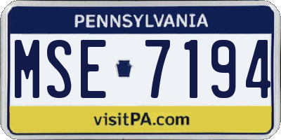PA license plate MSE7194