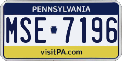 PA license plate MSE7196
