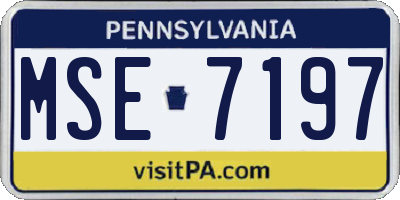 PA license plate MSE7197
