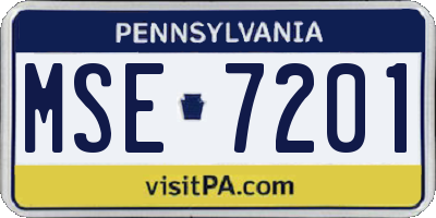 PA license plate MSE7201