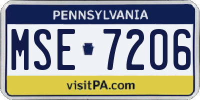 PA license plate MSE7206