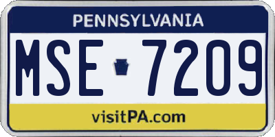 PA license plate MSE7209