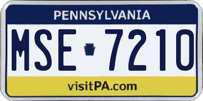 PA license plate MSE7210