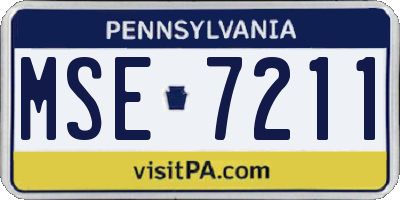 PA license plate MSE7211