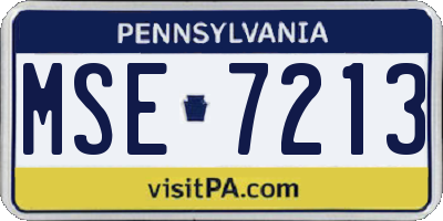 PA license plate MSE7213