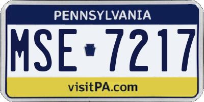 PA license plate MSE7217
